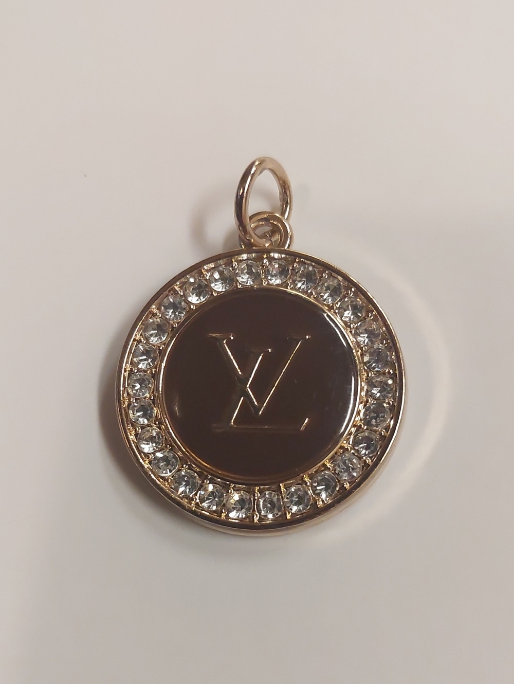 LV Gold & Brown Enamel Circle Charm Pendant